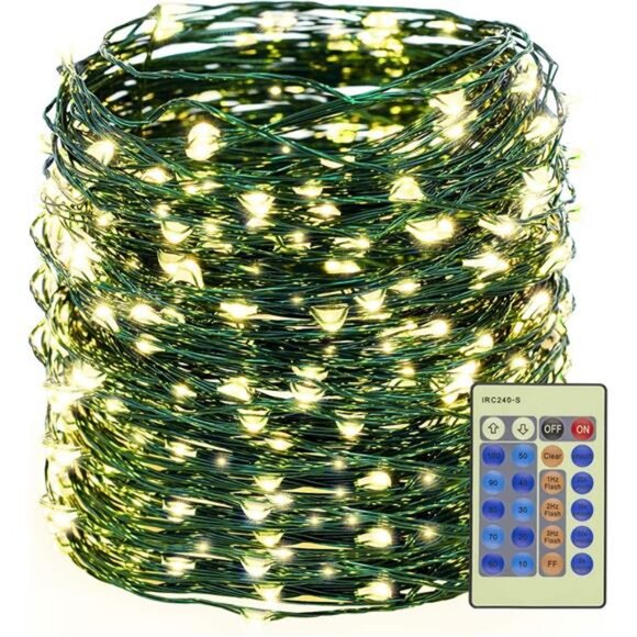 500LED 164FT Christmas Tree String Lights Green Wire Dimmable w/ Remote Control - Picture 1 of 8